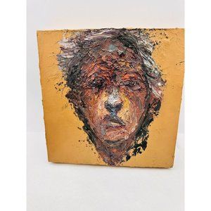2016 Original Impressionism Art OIL PAINTING Heavy Impasto Man’s Face Signed 12”